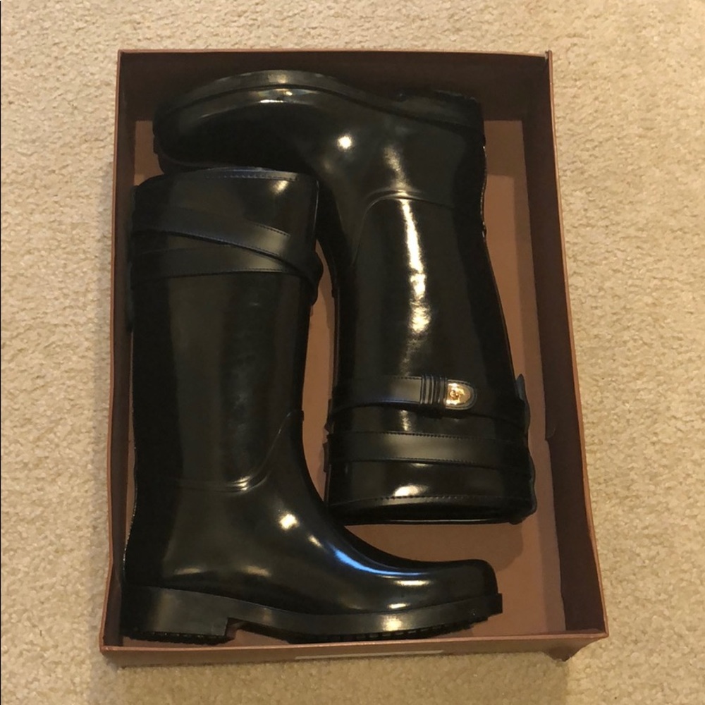 NEW Coach Trisha II Black Rain Boots SZ 8